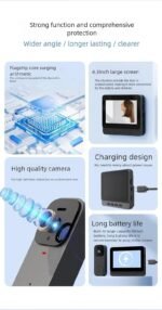 X7 Smart Video Doorbell with 4.3 Inch HD Screen, WiFi, Battery Powered Wireless Cat Eye Security Camera - Image 2