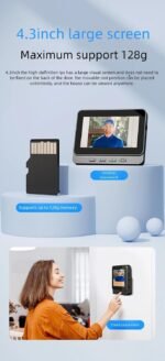 X7 Smart Video Doorbell with 4.3 Inch HD Screen, WiFi, Battery Powered Wireless Cat Eye Security Camera - Image 3