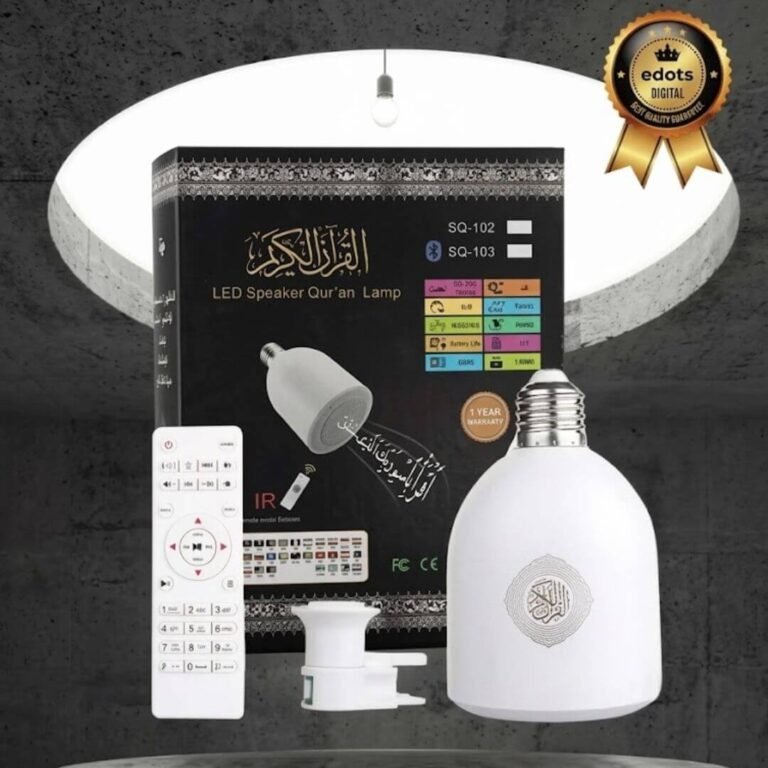Quran LED Lamp Speaker – White, Bluetooth, Touch Control, Adjustable Brightness, Islamic Decor