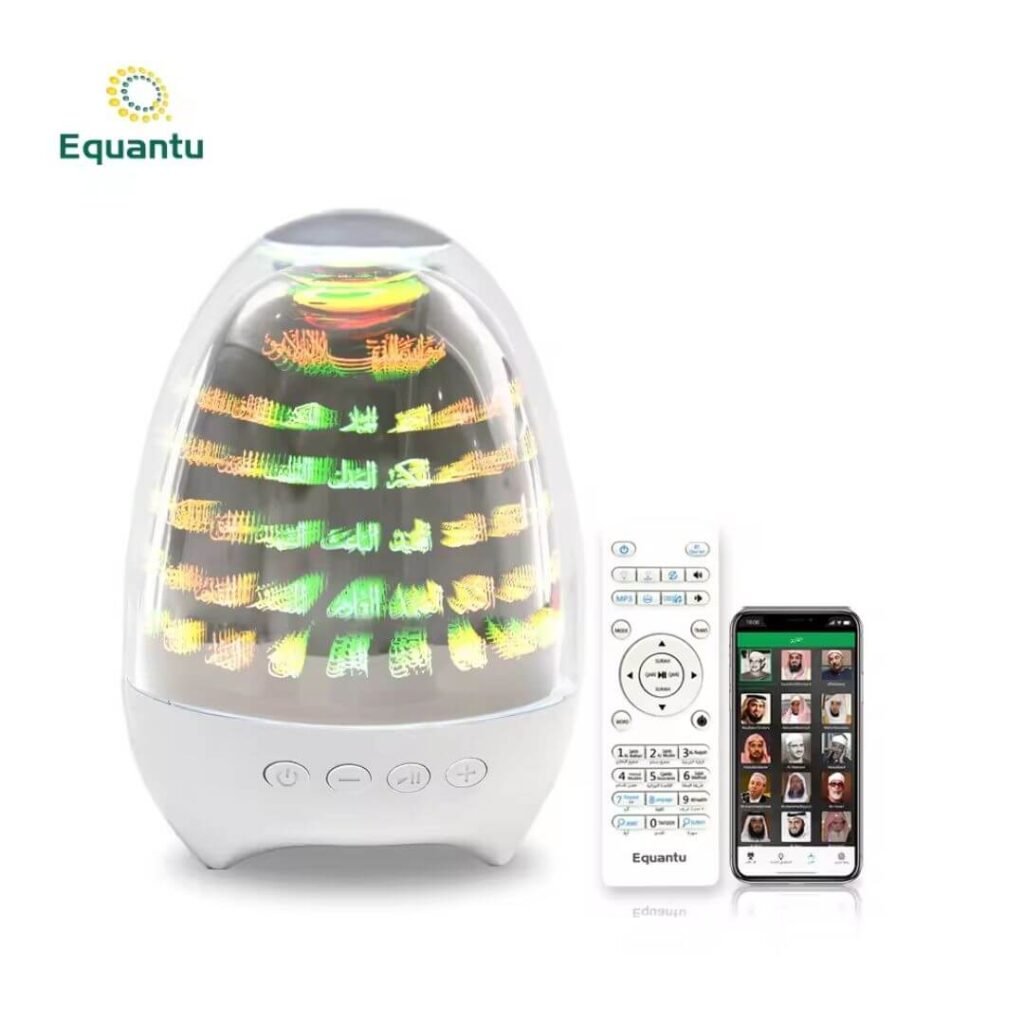 Quran Speaker Control via Touch_APP_Remote – Quran for Kids 3D Display 99 Names of Allah Night Light Bluetooth Speaker – HD Quran Audio – Quran in Arabic 16 Recitations 16 Translations