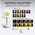 Desk Lamp Qur'an Speaker-Bluetooth, 7 Colors LED Touch Table Lamp 16 Reciters Plus 16 Translations (SQ917) White - Image 2